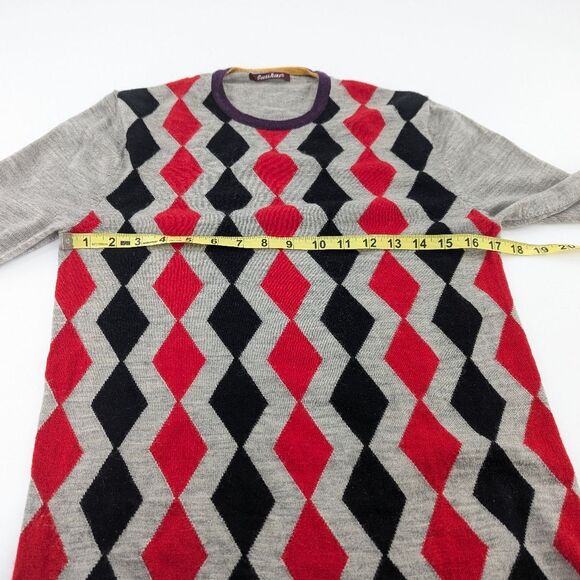 Guess Jeans Merino Wool Argyle Crew Neck Sweater Size Medium/Small - Picture 3 of 6
